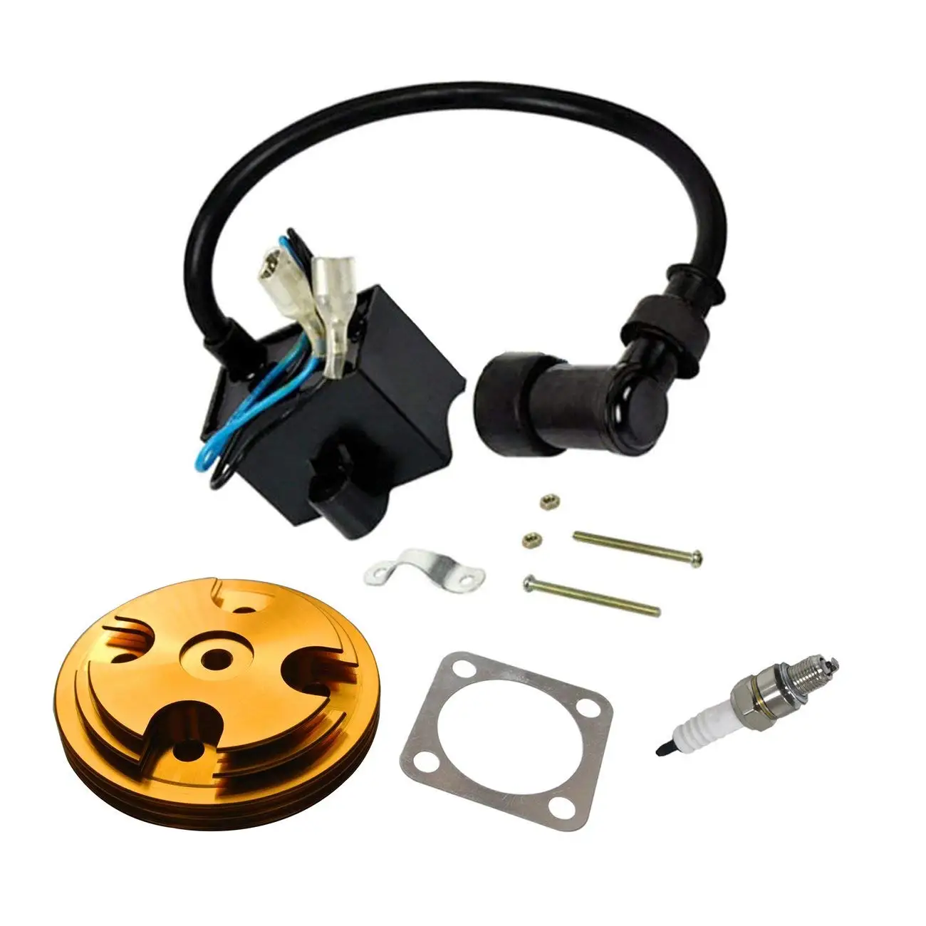 JRL Yellow CNC Cylinder Head Cover Ignition Coil CDI Fit 80cc Motorized Bicycle