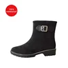 Classic with Accessories High Quality Black PVC Ankle Women Rain Boots