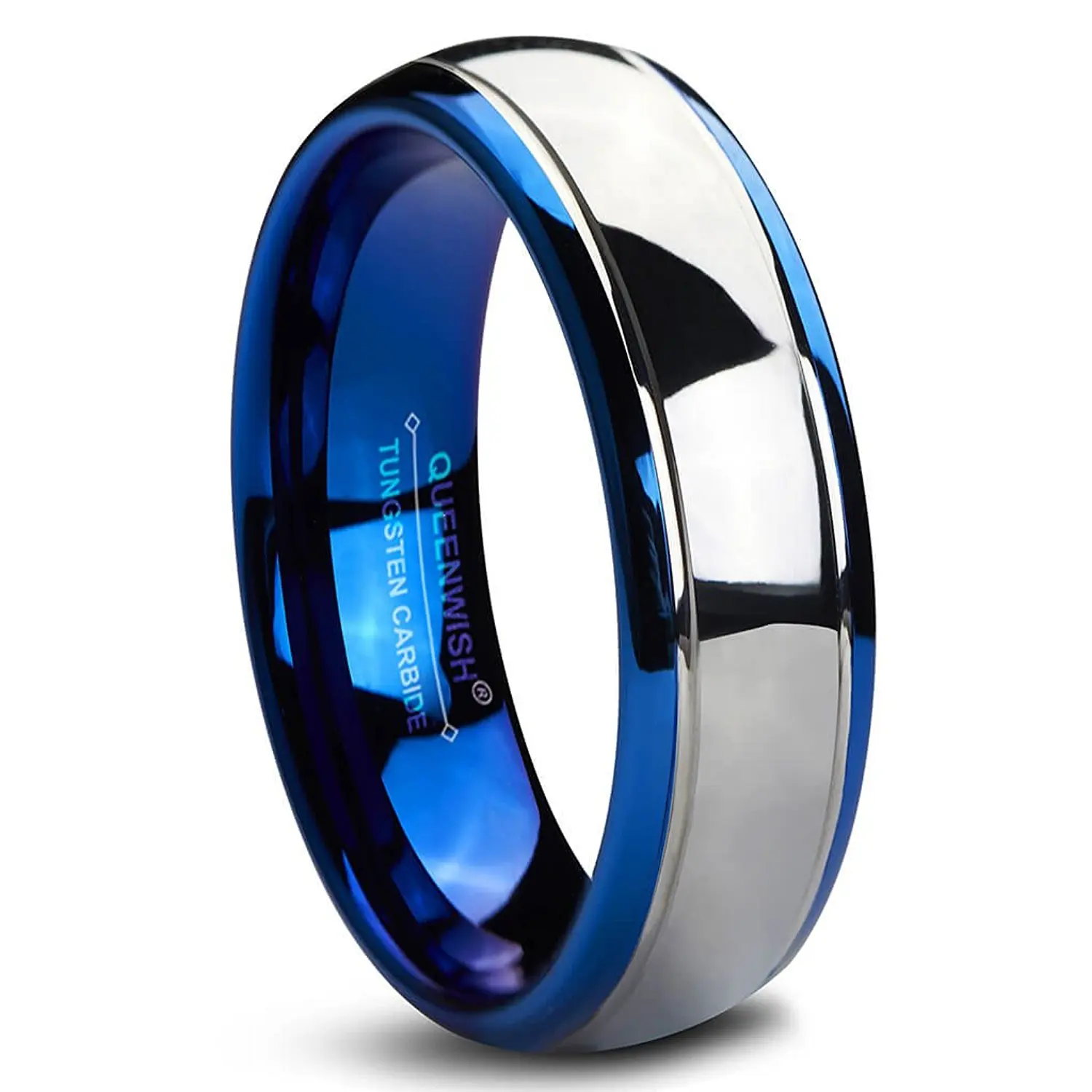 Midnight Blue And Silver Wedding Find Get Quotations Queenwish Blue Dome Tungsten Carbide Wedding Bands 6mm Silver Gunmetal Promise Rings For S