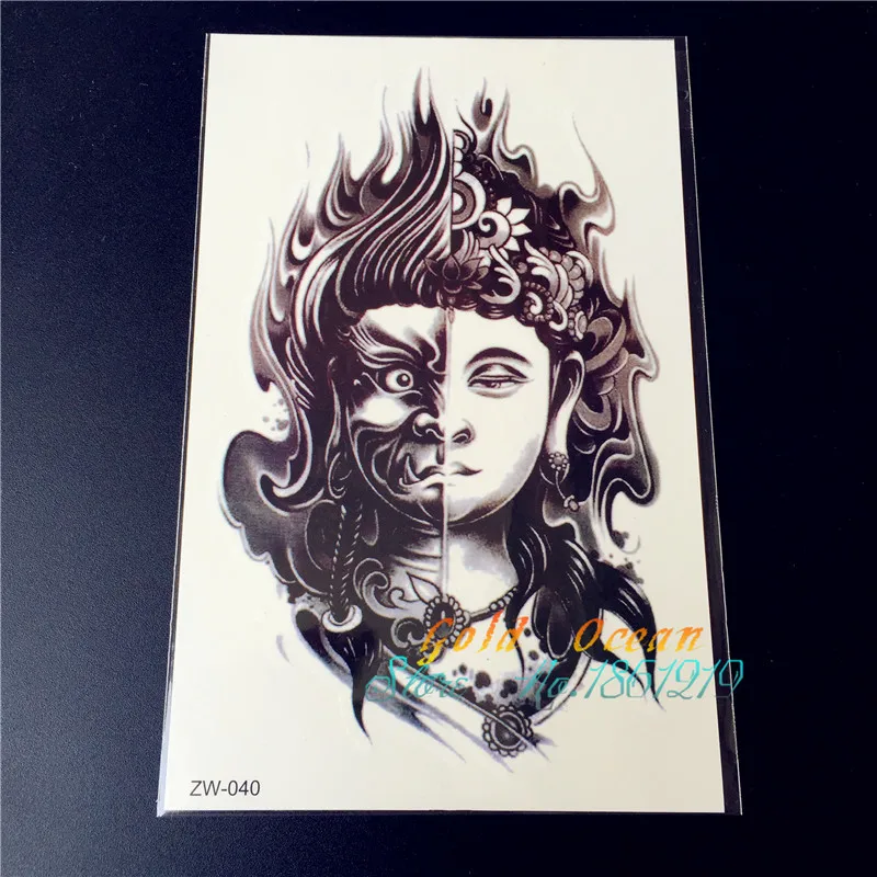 Two Sided Buddha design Armband Temporary Tattoos GZW 040 Mysterious Evil Women Buddhism two faces fire