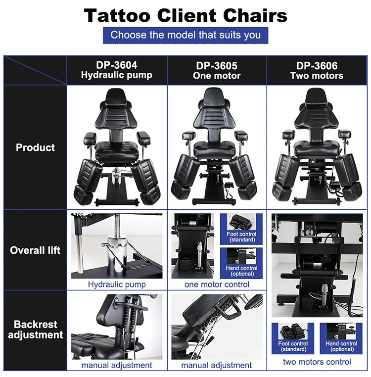 hot sell high-grade tattoo chairs professional leather black bed tattoo equipment