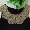Wholesale African french gold metallic beaded sequin fabric for machine embroidery lace collar women