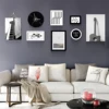 Modern Decoration Gallery Wall Pine Wood radio picture frame co Set With solar clock