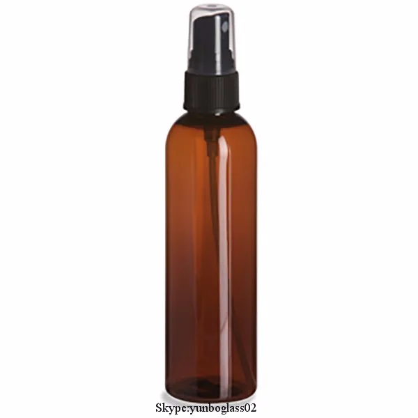BPA free 4 oz Amber Pet Cosmo Rounds Plastic Bottles with dispensing oil cap