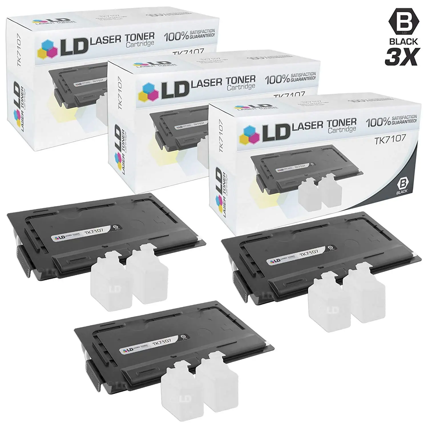 Get Quotations · LD Compatible Kyocera Mita 1T02P80US0 / TK-7107 3PK Black  Laser Toner Cartridges for TASKalfa