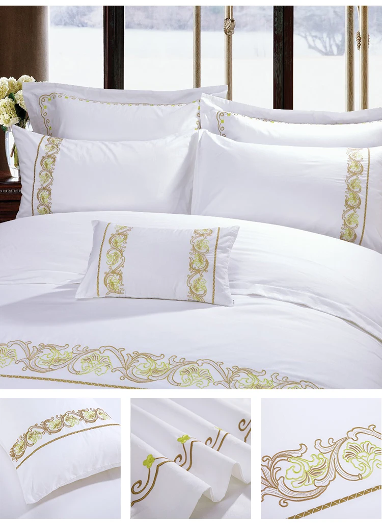 Dubai 100 Cotton 300t Embroidery Bedding Set Cotton Fabric Satin Hotel Bed Linen Buy 5star