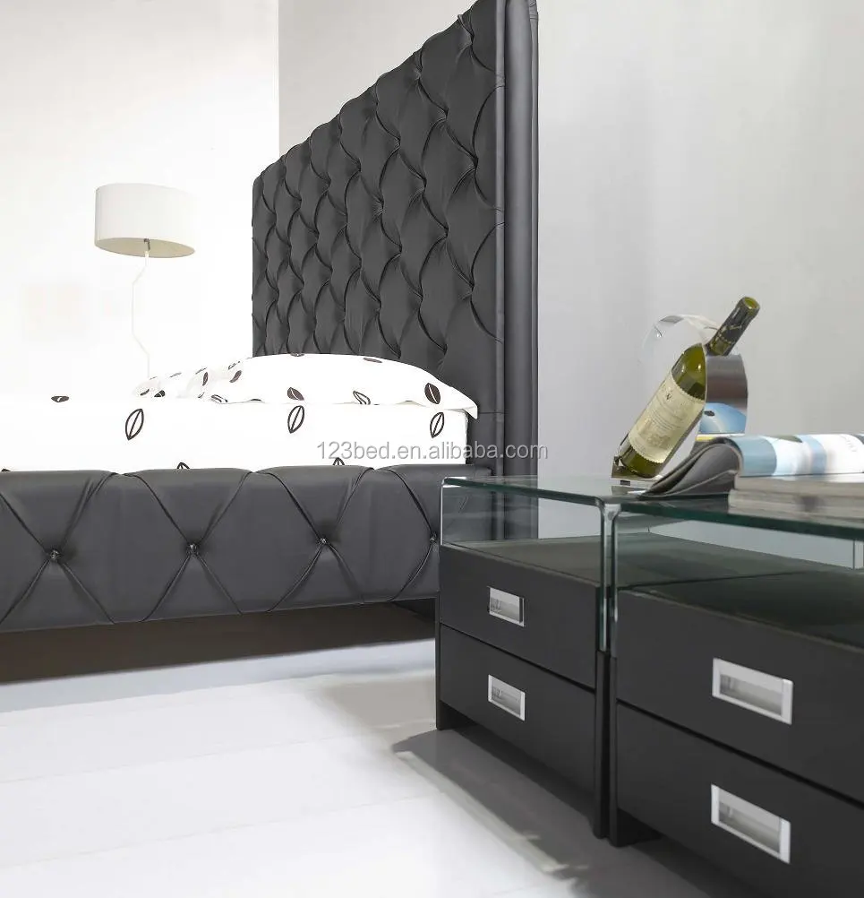 High headboard modern luxury black bed a041 buy modern luxury ... Bedden modern design