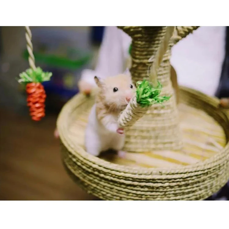 Sisal Woven Straw Cat Tree With Loofah Toy/pet Chew Toy Carrot Wooden