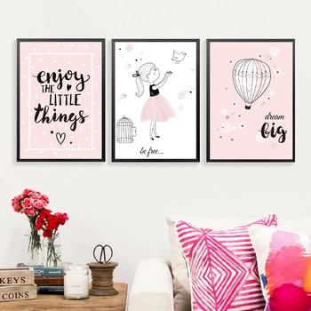 Sweet Enjoy Little Things Quote Girls Pink Canvas Paintings Wall Art Pictures Nordic Poster Print Home Decor Buy Paintings On Canvas Picture Of