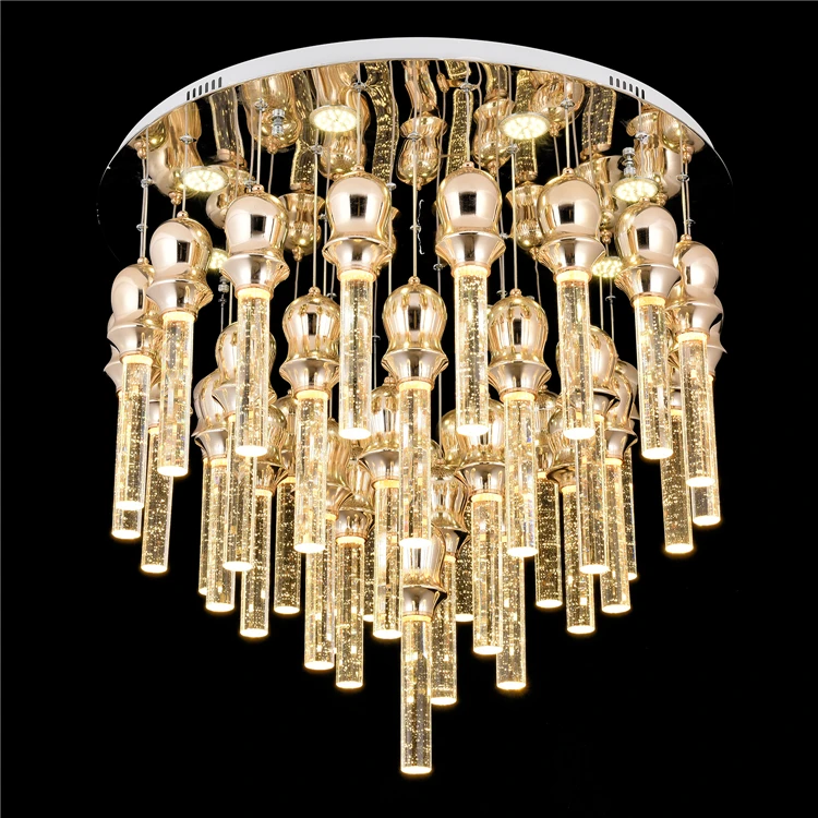 Modern Indoor High Ceilings Round Led Crystal Pendant Bubble