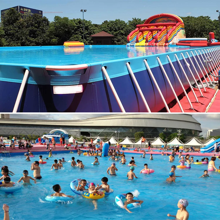 Outdoor Manufacturer Kids Or Adult Stainless Rectangular Steel Frame PVC Inflatable Pool Metal Frame Swimming Pool 