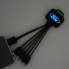 3 in 1 Logo Engrave USB Data Cable For Keychain Luminous LED Light Micro USB Charging Cable Type C Mini USB Phone Cable