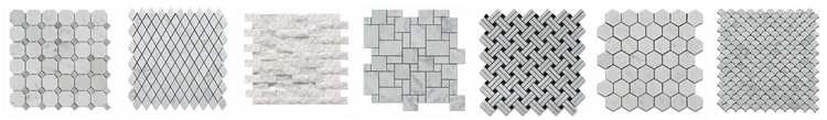 Italy Carrara White And China Wooden Gray Marble Basketwave Kitchen Mosaic Floor Tile