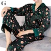 Wholesale Winter Fashion Women Sexy Printed Silk Velvet Fleece Pajamas Set