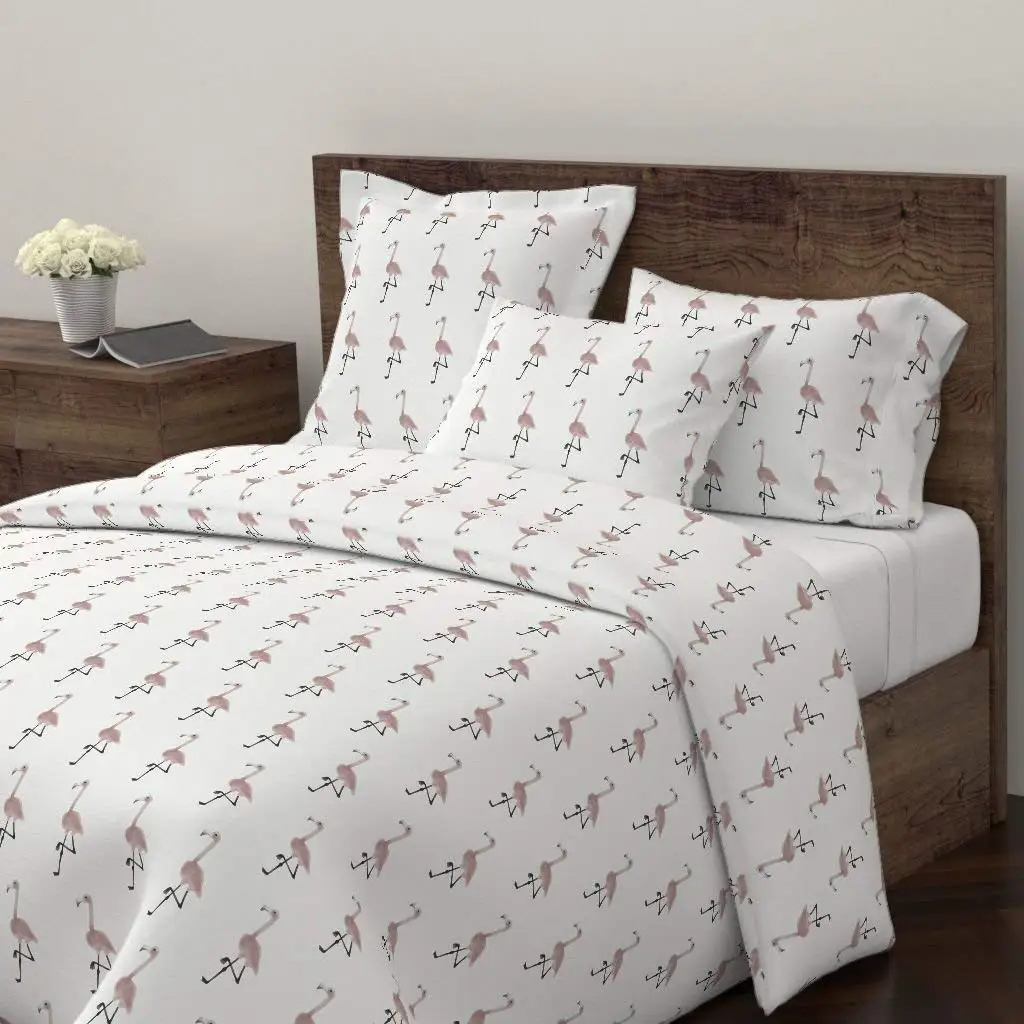 Roostery Flamingo Duvet Cover Watercolor Flamingo Flamingo Pastel Watercolor Pastel Watercolor Birds Baby Girl Watercolor by Sunny Afternoon 100% Cotton Twin Duvet Cover
