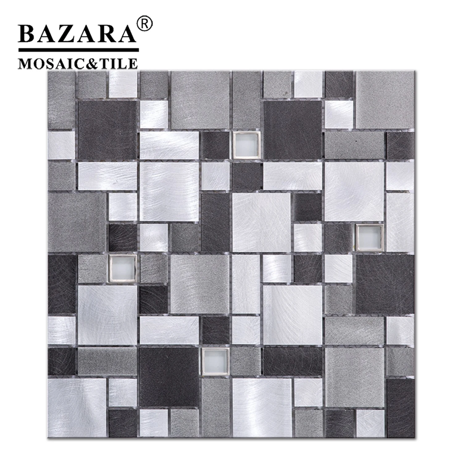 Square Metal Aluminum Mix Glass Mosaic 300X300 Made in China