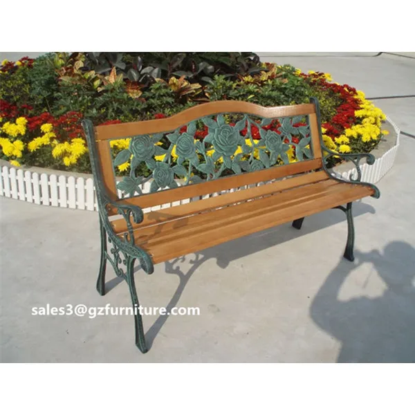 Rose Bloom Cast Iron Park Bench Resin Back Insert Traditional