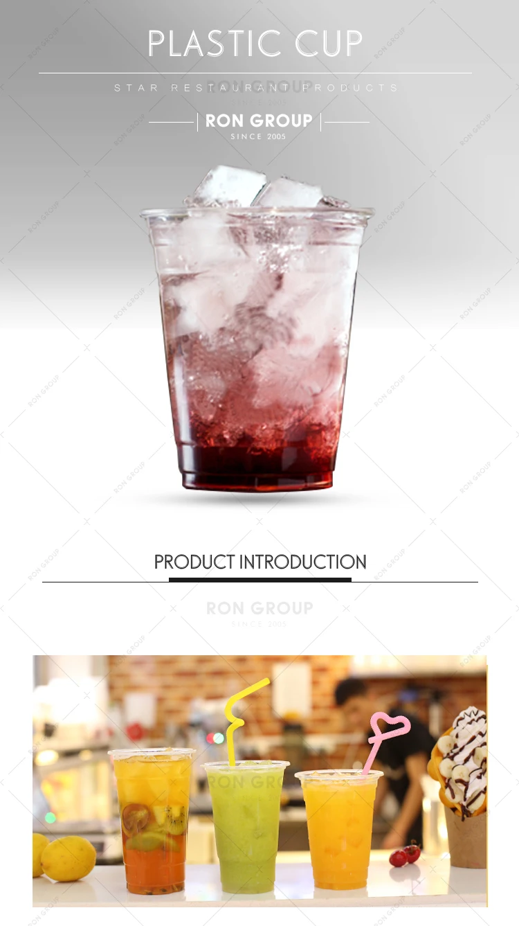 Restaurant supplier food grade boba milktea cups bubble tea cup disposable pp clear transparent plastic cups custom logo printed