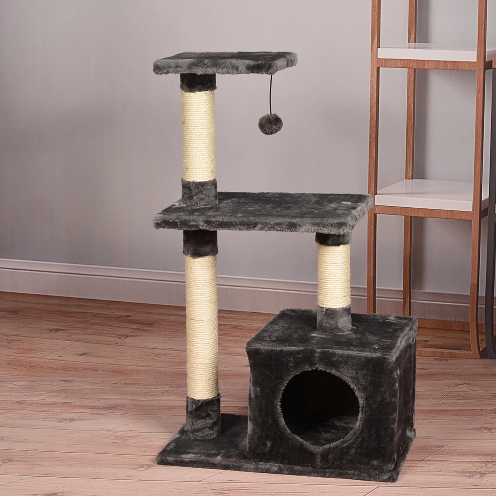 Small Large Size Dark Grey High Quality Pet Scratcher House Tower Condo