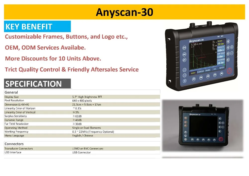 Doppler Ndt Anyscan 30 Ultrasonic Detector/crack Detection Equipment