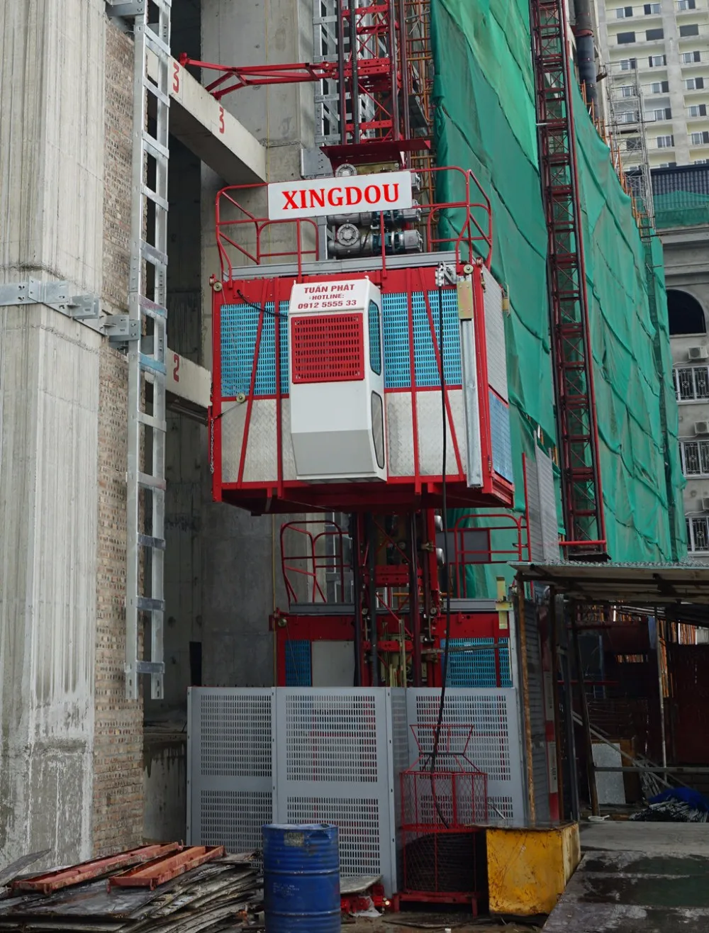 Building Construction Passenger Hoist Construction Elevator Twin Cages ...
