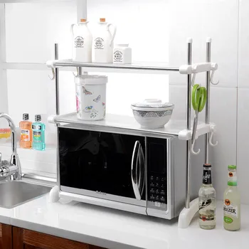 Kitchen Double Layer Stainless Steel Microwave Oven Storage Shelf Kitchen Double Layer Stainless Steel Microwave Oven Storage Shelf