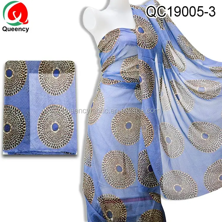Queency Elegant Printed African Chiffon Spandex Fabric Wholesale