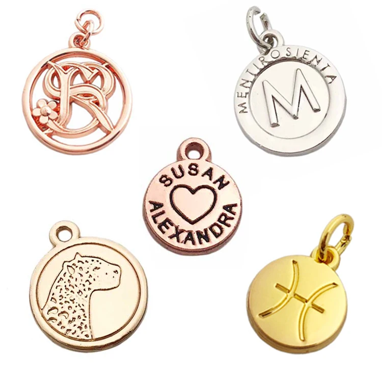 Wholesale Engraved Brand Logo Custom Metal Tags Charm Pendant For