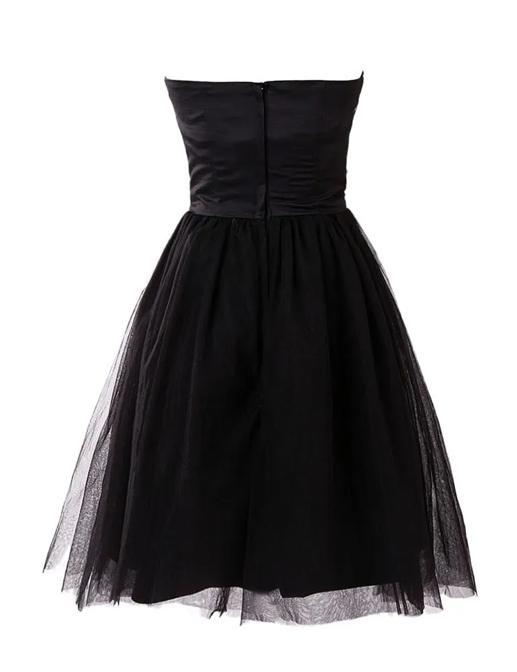 Cute Short Puffy Black Sequined Tulle Homecoming Dress - Buy Cute Short ...