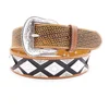 Hip's Western Belts Men Leather Screw Belt with Pyramid Conchos