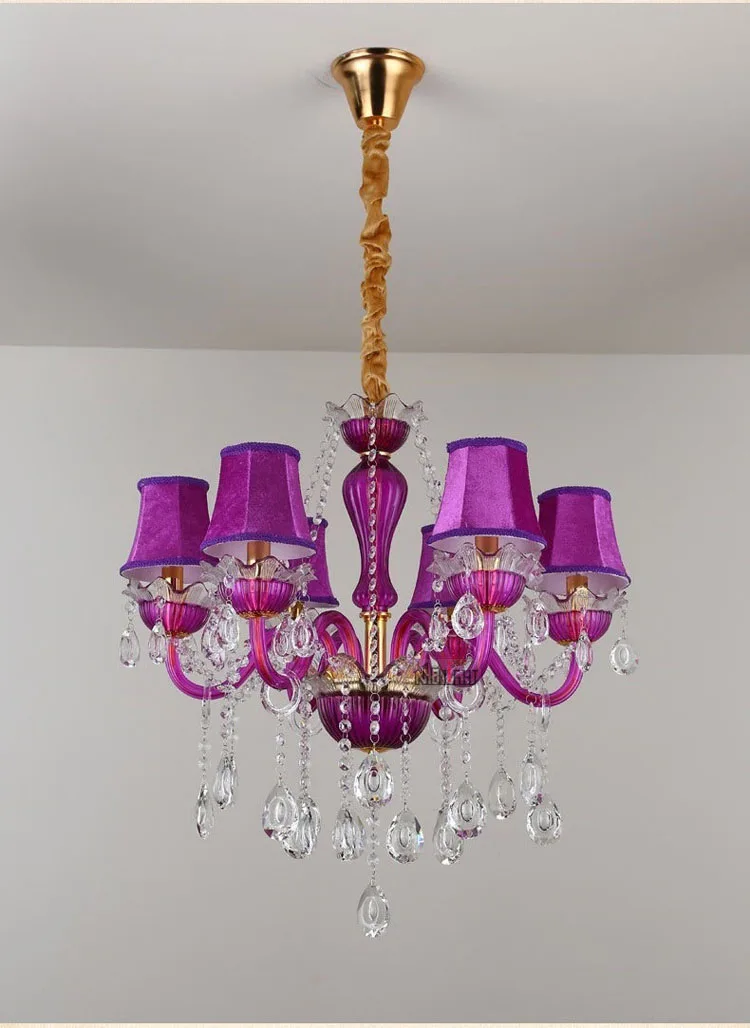 Wholesale red glass candle crystal Lamp Chandelier for Creative Hotel Romantic Cafe Lighting bedroom Internet Bar