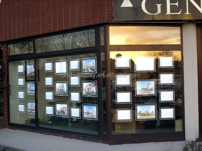 Real Estate Advertising Led Back Light Window Acrylic Display Sign in ...