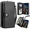 Magnetic Detachable Removable Wallet Zipper PU Leather Folio Flip Carrying Case for iPhone X with Strap and Credit Card Slot
