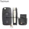 2 butotn key with big battery place and logo flip car key cover shell case fob blank for vw jetta bora polo golf mk4