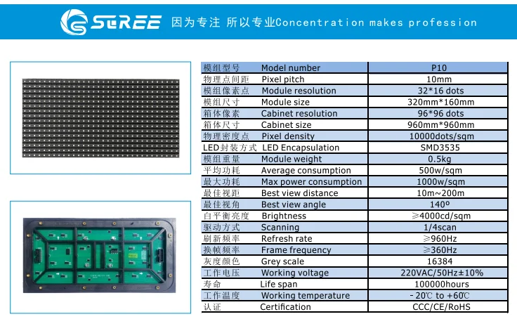 Outdoor Smd Led Screen Module P10 Full Color Led Display Video Wall ...