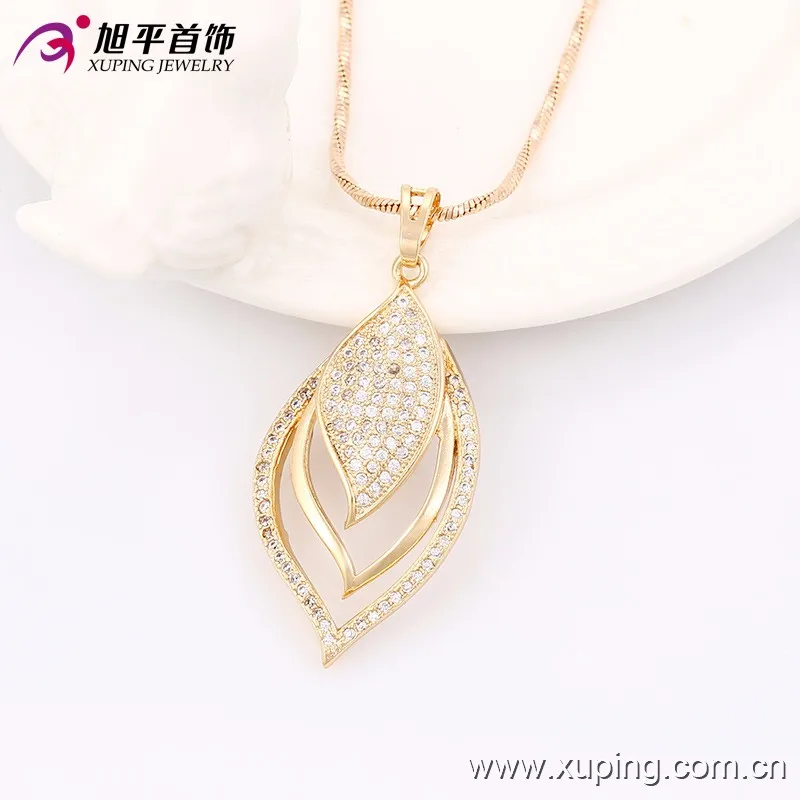 63558 Xuping hot sale Ladies fashion diamond leaf design gold jewelry set