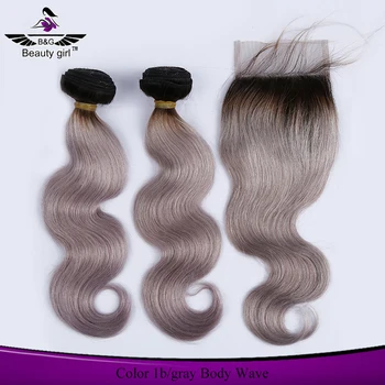 Alli Express Brazilian Body Wave Sew In Human Hair Weave 1b Grey