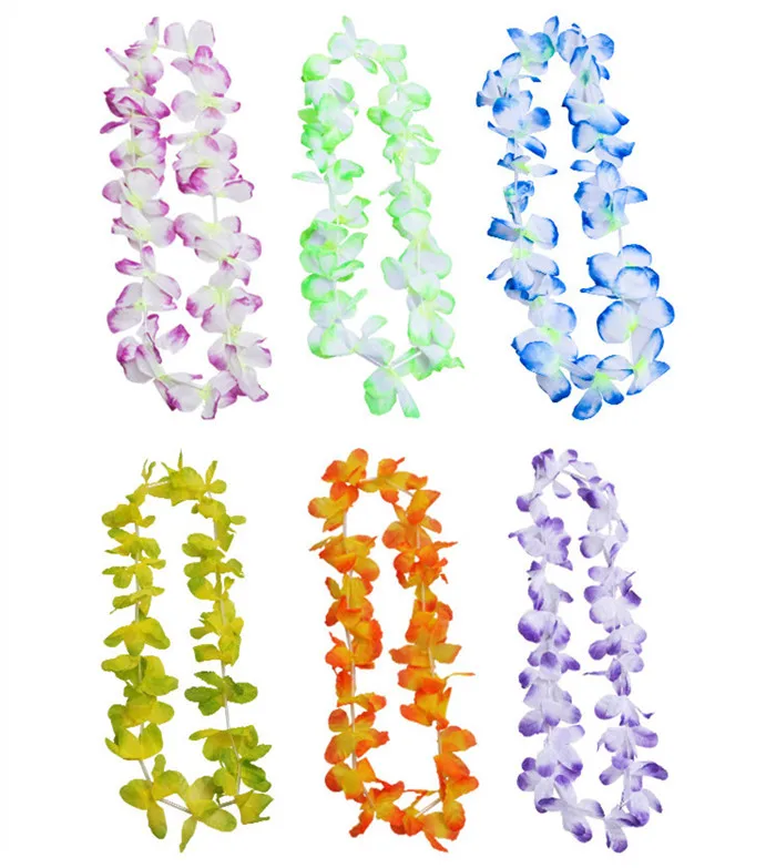 Colorful Artificial Silk Necklace Hawaii Wreaths Flower Lei Garland