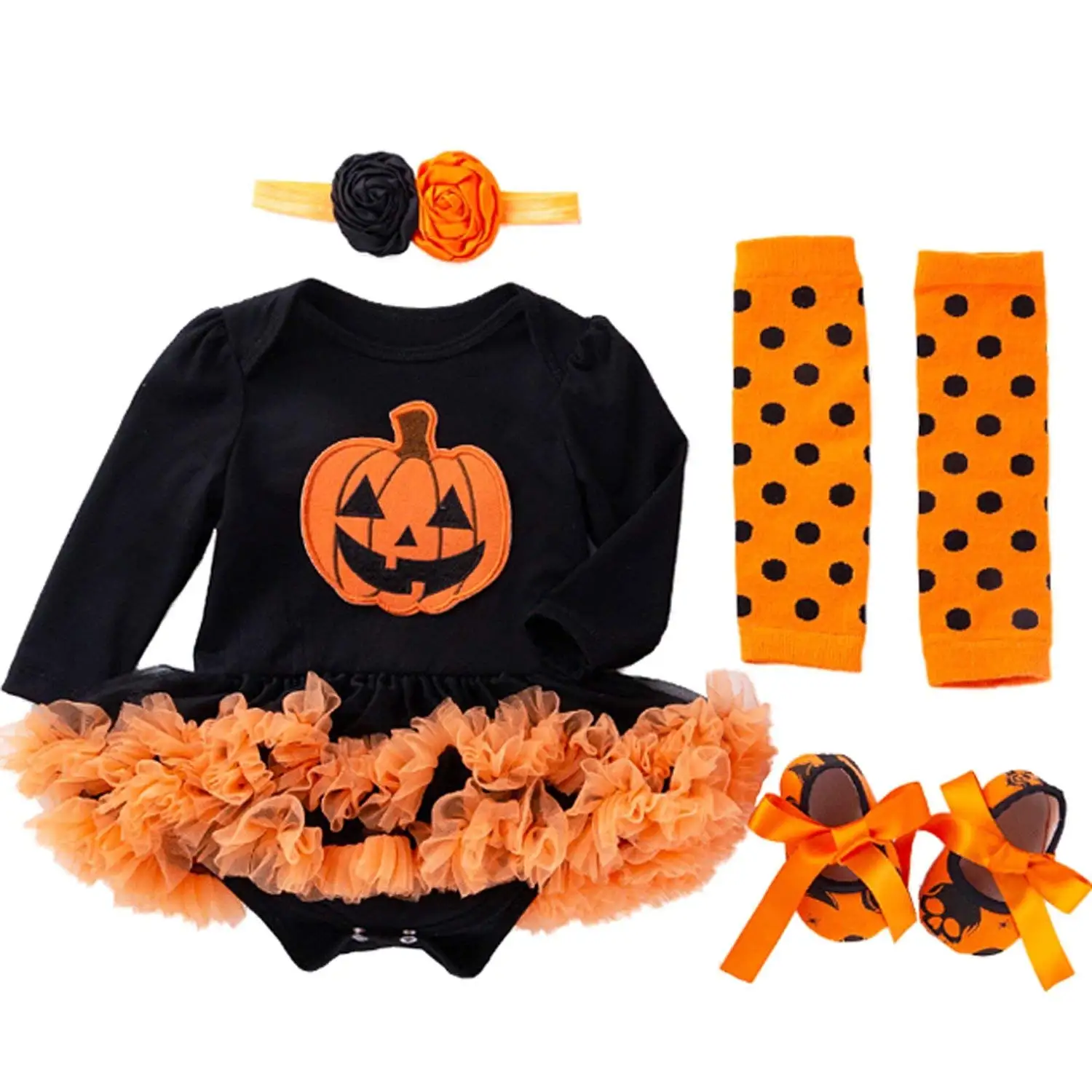 Dacawin Girls Dress,Toddler Kids Baby Girls Halloween Pumpkin Cartoon Princess Dress Outfits Clothes