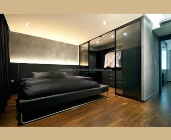 Modern Black Wardrobe Cabinet Glass Sliding Door Bedroom Closet