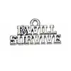 Silver Plated Word I Will Survive Charms Enamel Cancer Awareness Ribbon Survivor Pendant