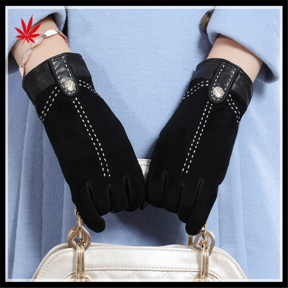 Women's hot selling fashion high-grade suede gloves for wholesale