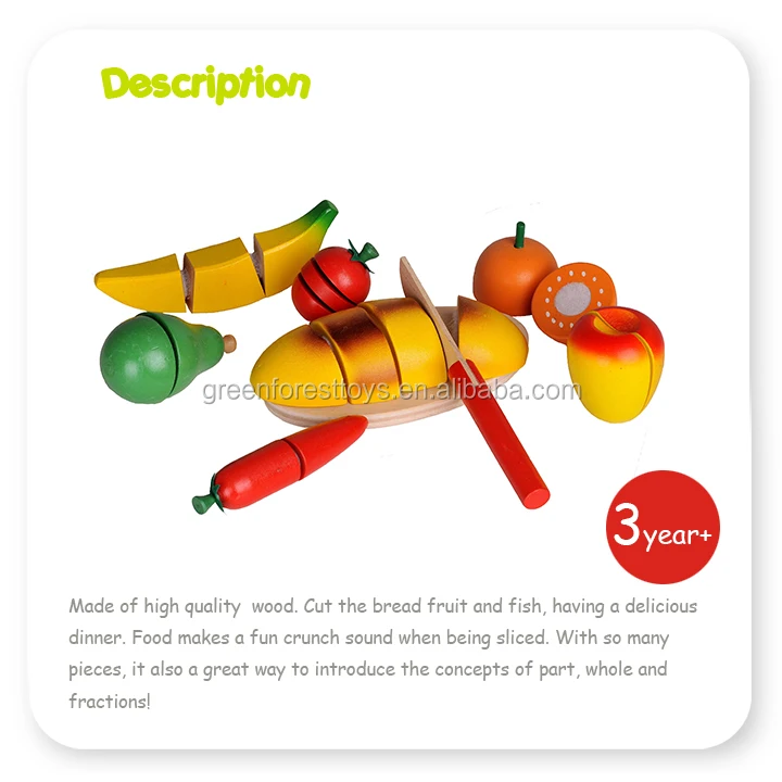 wooden food cutting toy