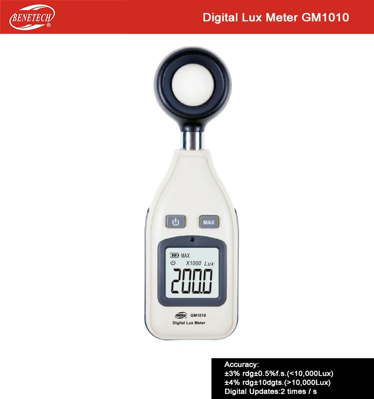 Digital Light Intensity Meter And Tester With Min 0.00 And Max 100000