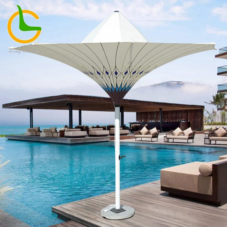 2020 eco-friendly material automatic portable sun solar powered luxury fancy white strong outdoor beach umbrella