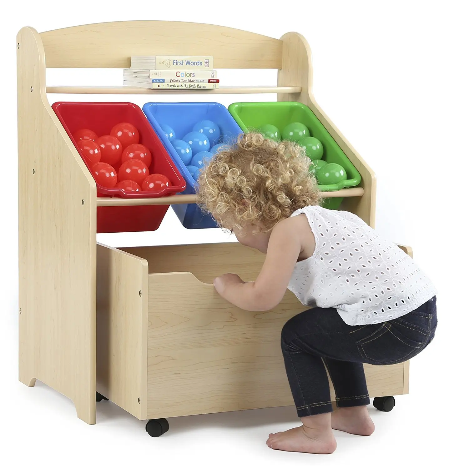 Buy Kids Wooden Toy Box Organizer Storage Chest With Bins
