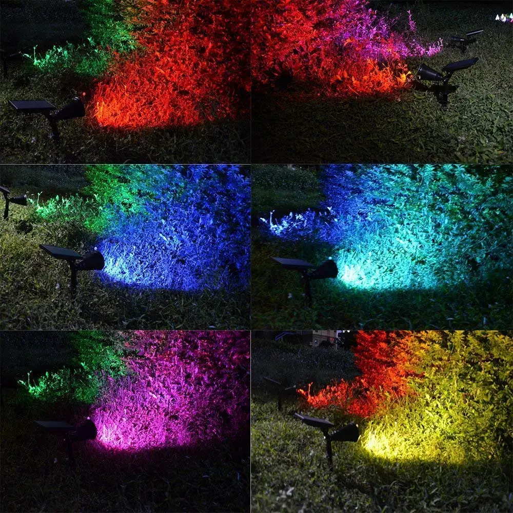 Hot Selling Decoration Solar Garden Light Outdoor Lighting 7 LED Colorful Spot Light For Path Tree