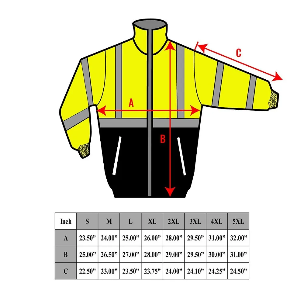 Reflective Jacket 7 In 1 Yellow Waterproof Reflective Class 3 Safety ...