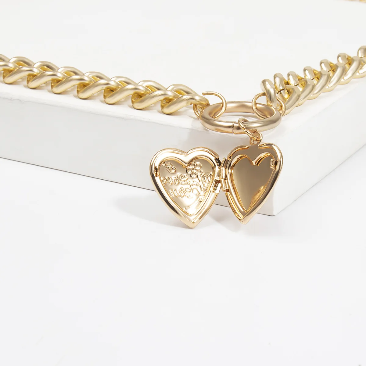 Golden dSNAPoutof 3Pcs/Set Vintage Women Heart Charm Long Tassel Choker Necklace Party Jewelry 