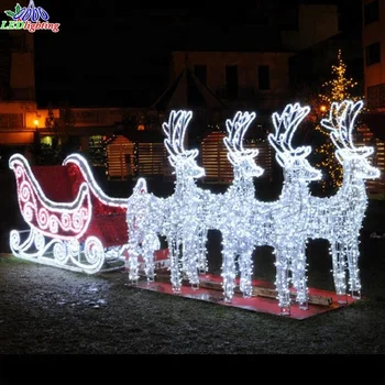 Outdoor Street Decoration Landscape Christmas Reindeer With Sleigh